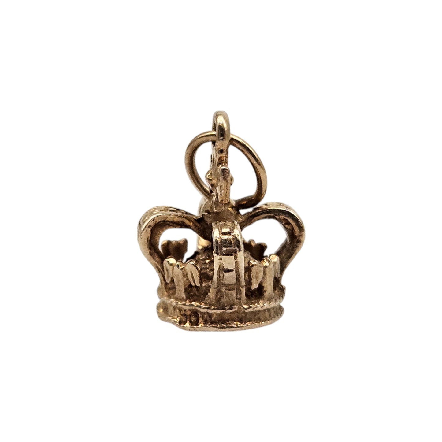 9ct 375 Yellow Gold Royal Crown Charm 1978 L 1.0 cm 1.6 g.