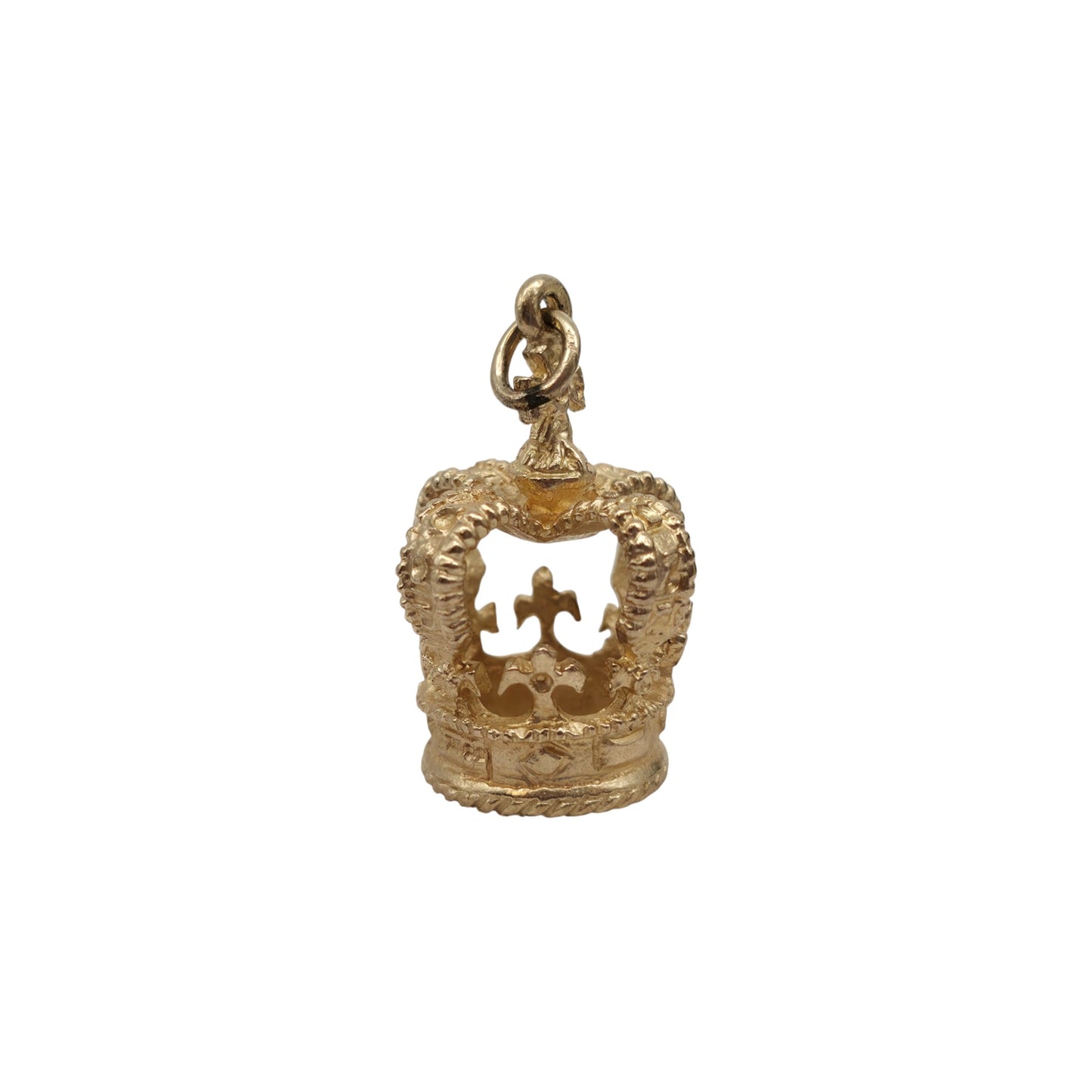 Large 9ct 375 Yellow Gold Crown Charm 1978 L 2.3 cm 6.0 g.