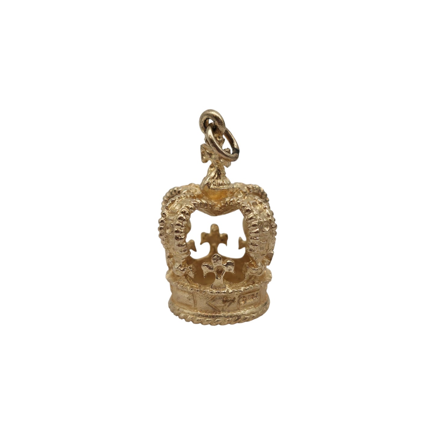 Large 9ct 375 Yellow Gold Crown Charm 1978 L 2.3 cm 6.0 g.