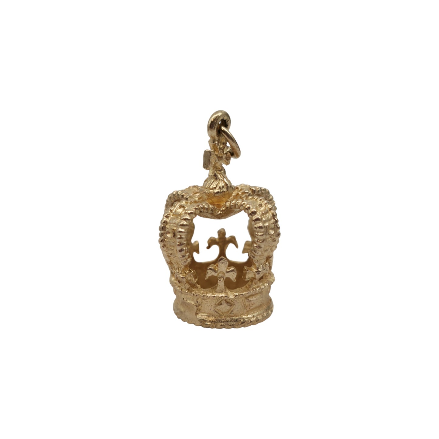 Large 9ct 375 Yellow Gold Crown Charm 1978 L 2.3 cm 6.0 g.