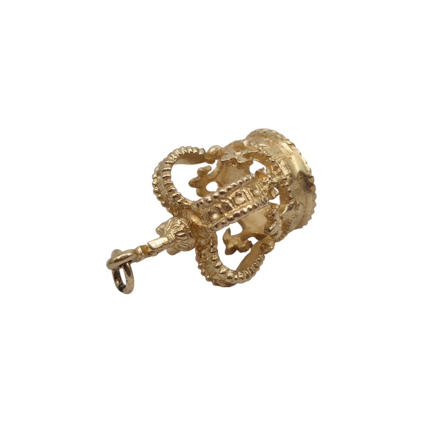 Large 9ct 375 Yellow Gold Crown Charm 1978 L 2.3 cm 6.0 g.