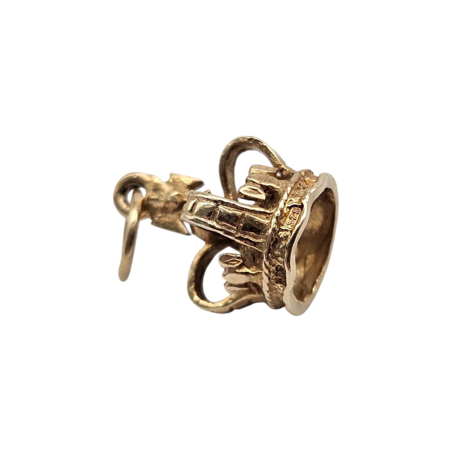 9ct 375 Yellow Gold Royal Crown Charm 1978 L 1.0 cm 1.6 g.