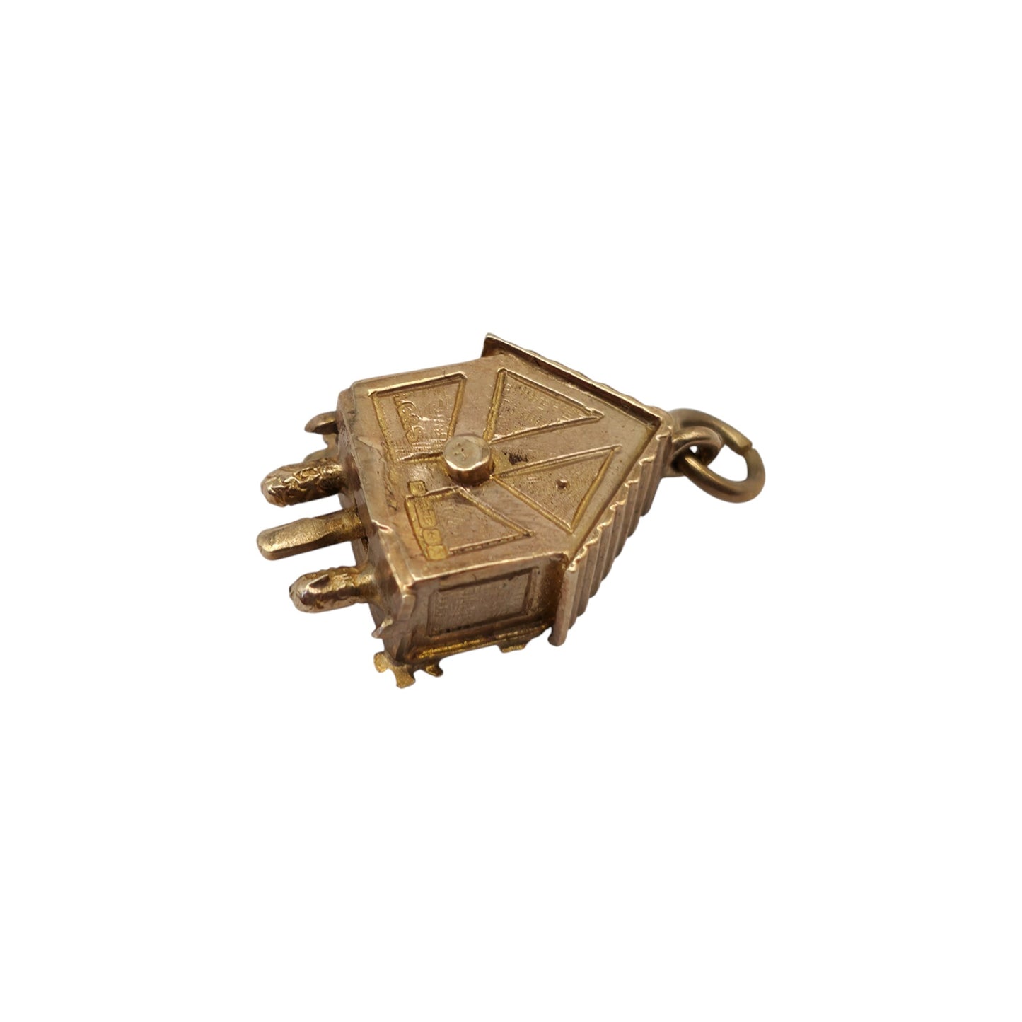 9ct 375 Yellow Gold Articulated Cuckoo Clock Charm 1972 L 1.7 cm 3.1 g.