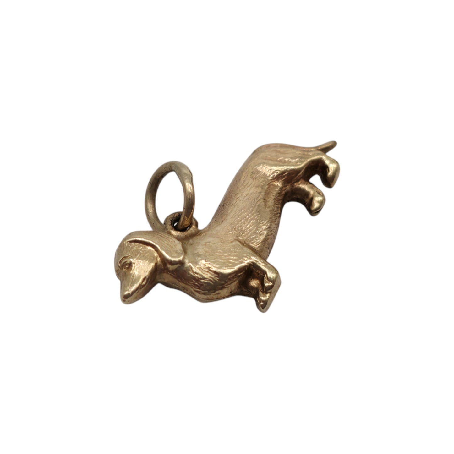 9ct 375 Yellow Gold Dachshund Charm 1966 L 2.0 cm 0.8 g.