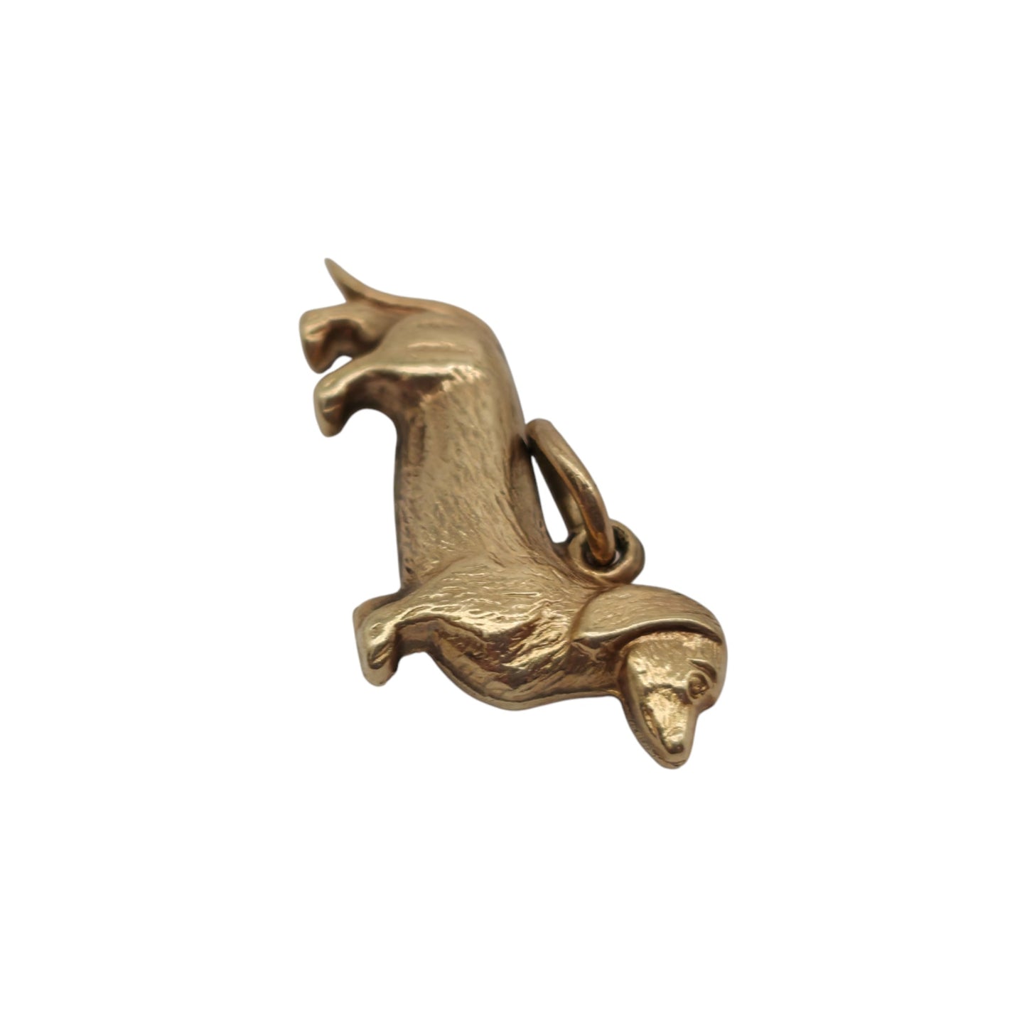 9ct 375 Yellow Gold Dachshund Charm 1964 L 1.9 cm 0.8 g.