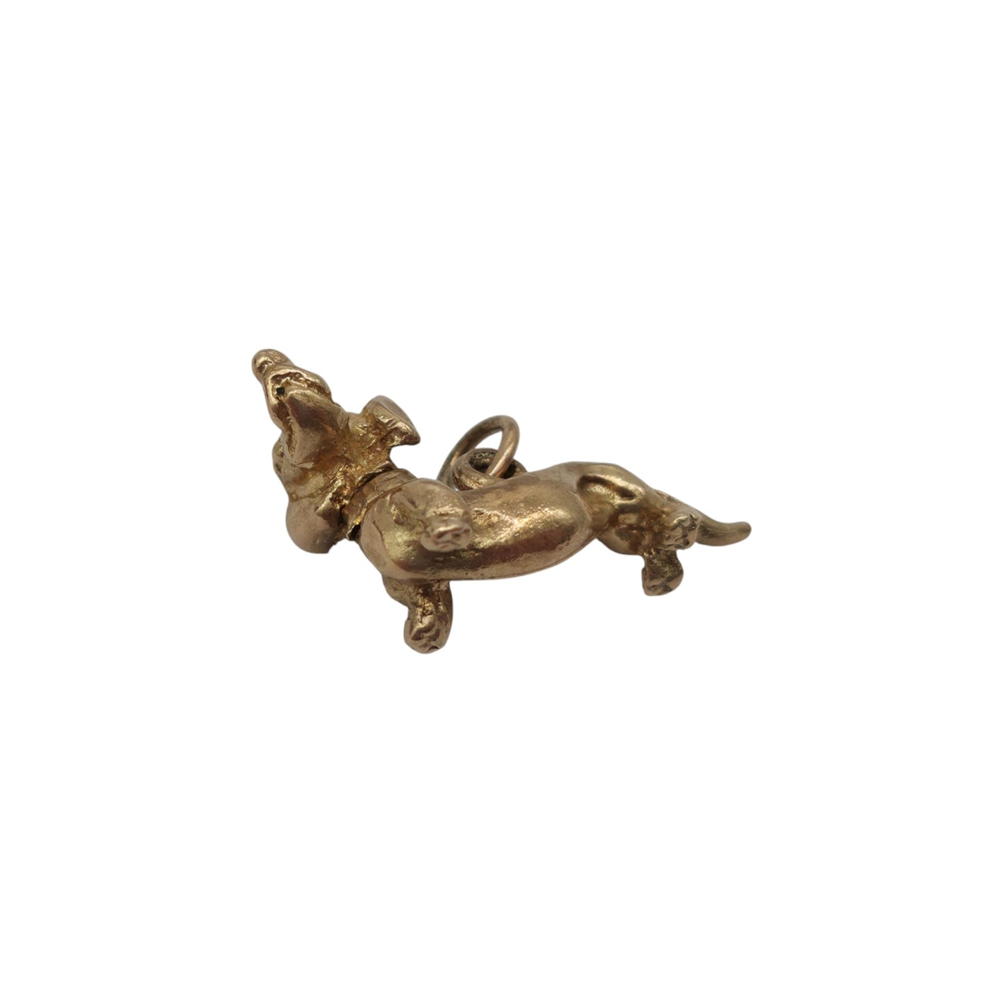 9ct 375 Yellow Gold Articulated Dachshund Dog Charm 1958 L 2.1 cm 2.8 g.