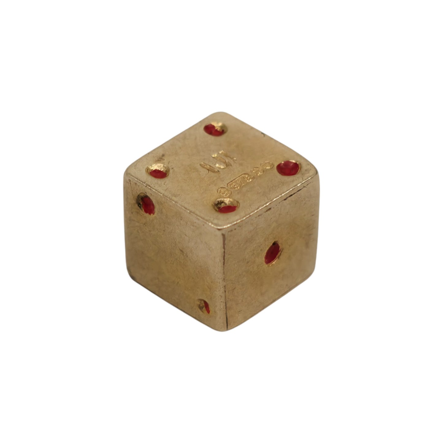 9ct 375 Yellow Gold & Enamel Lucky Dice Charm 1965 L 7 mm 0.8 g.