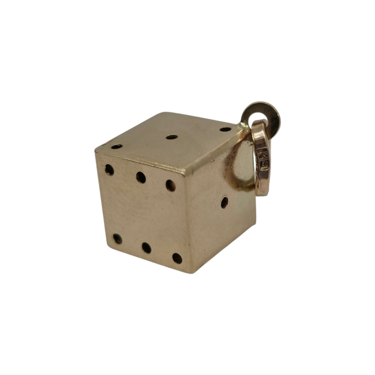 9ct 375 Yellow Gold Dice Charm c.1979 L 0.9 cm 2.0 g.
