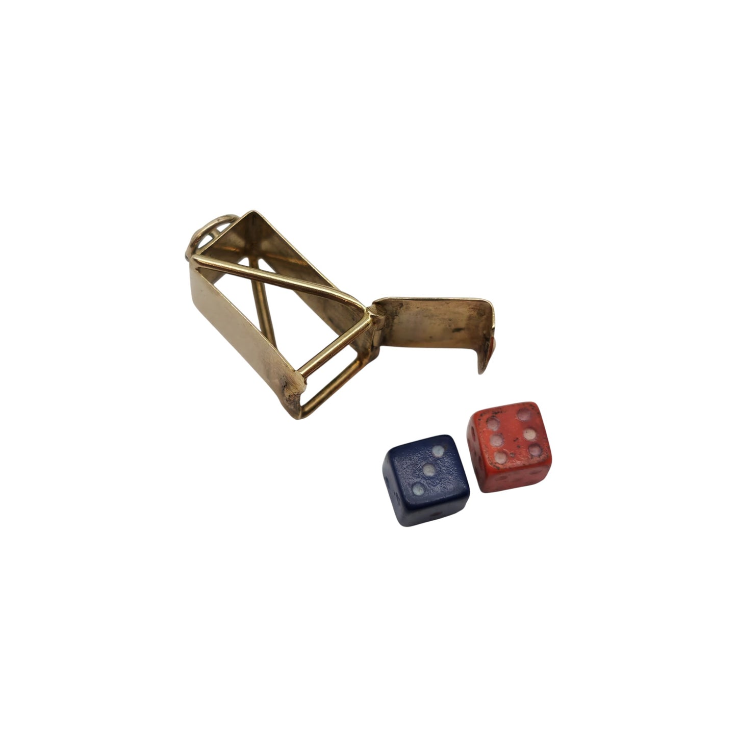 9ct 375 Yellow Gold Dice Holder Opening Charm 1977 L 1.3 cm 1.6 g.