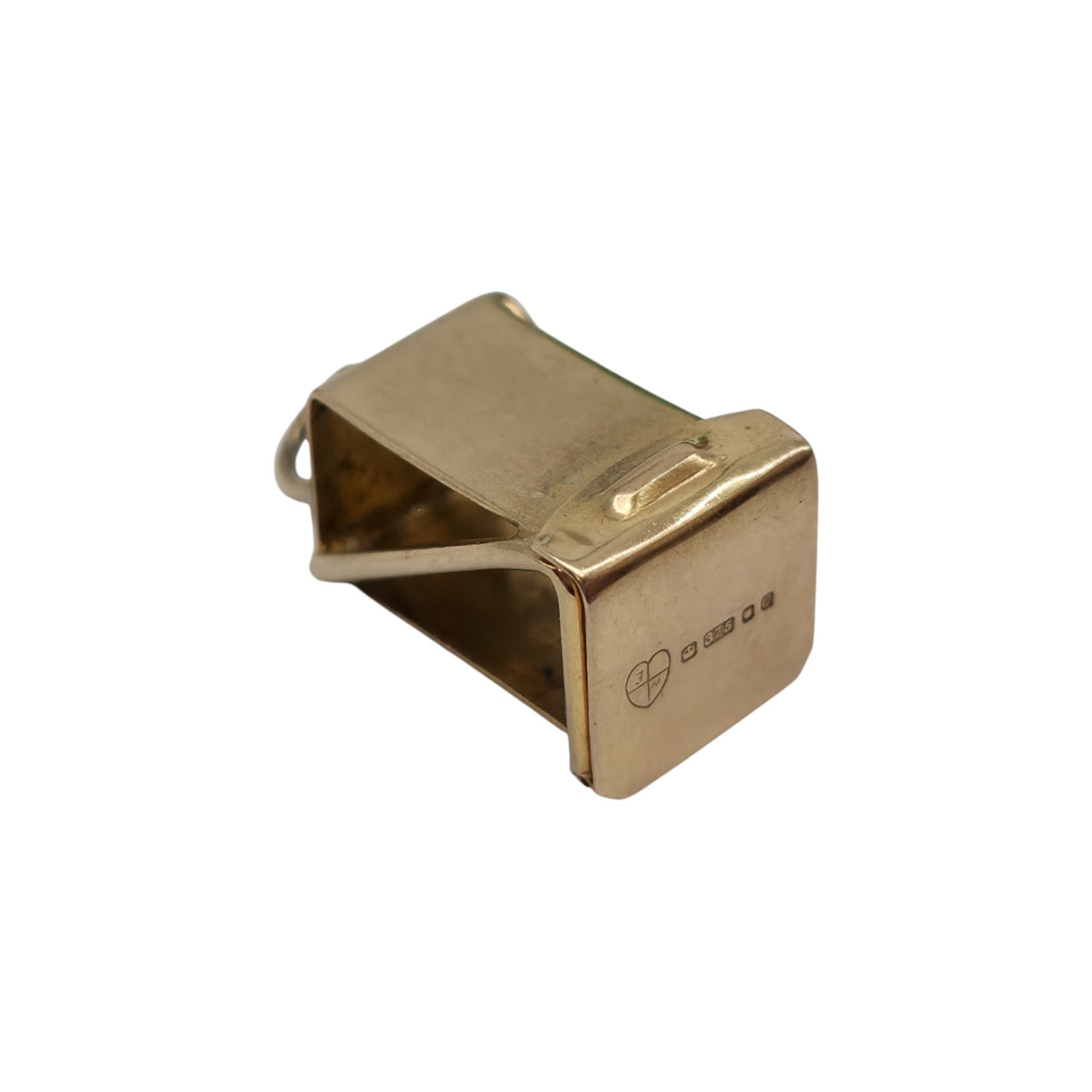 9ct 375 Yellow Gold Dice Holder Opening Charm 1977 L 1.3 cm 1.6 g.
