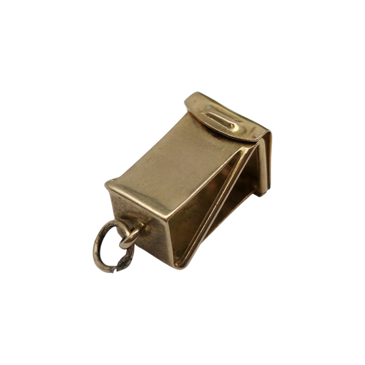 9ct 375 Yellow Gold Dice Holder Opening Charm 1977 L 1.3 cm 1.6 g.