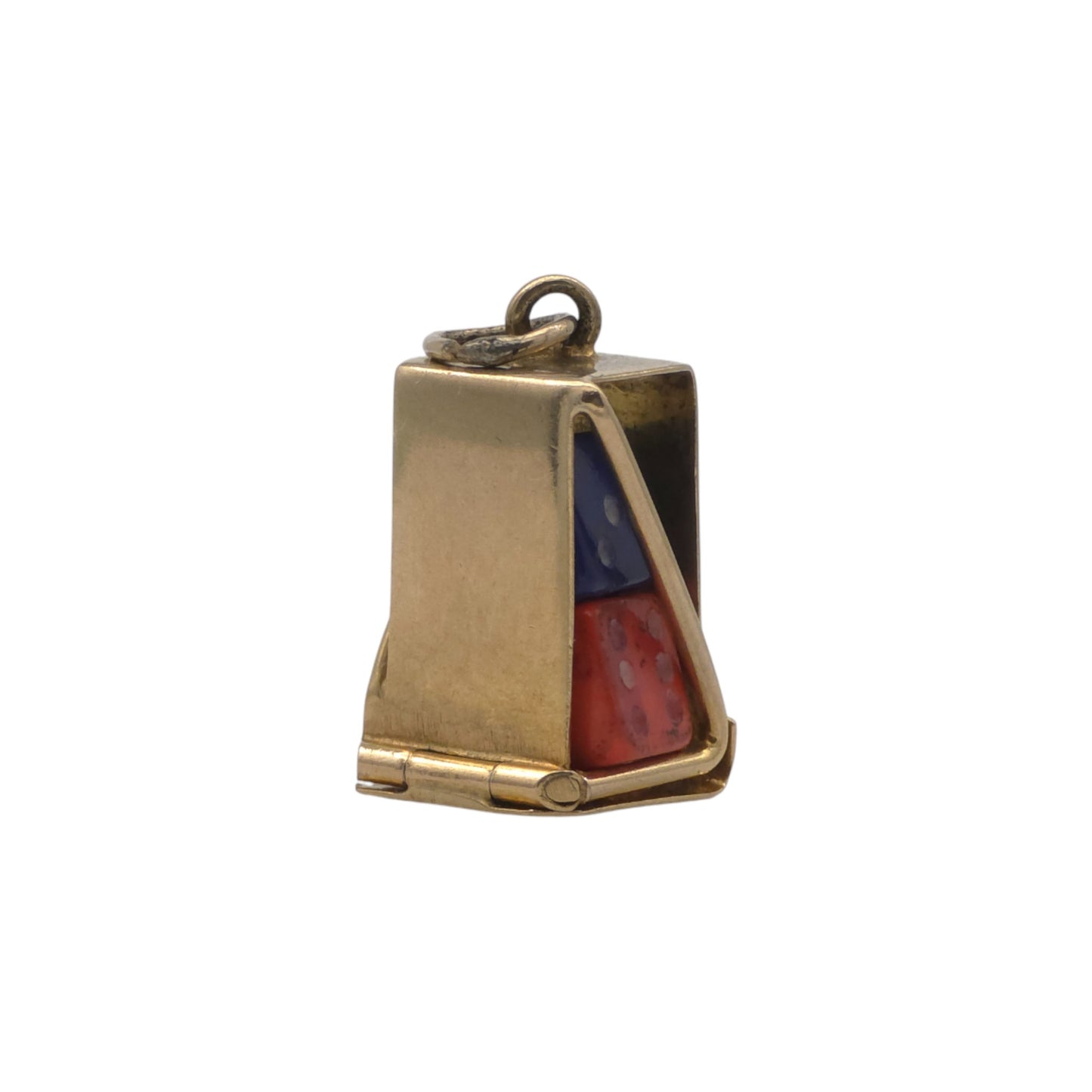 9ct 375 Yellow Gold Dice Holder Opening Charm 1977 L 1.3 cm 1.6 g.