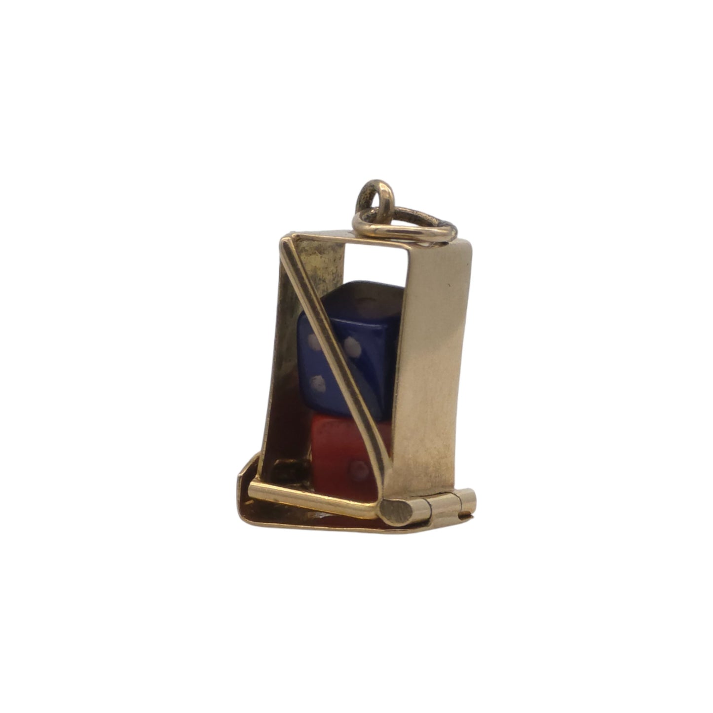 9ct 375 Yellow Gold Dice Holder Opening Charm 1977 L 1.3 cm 1.6 g.