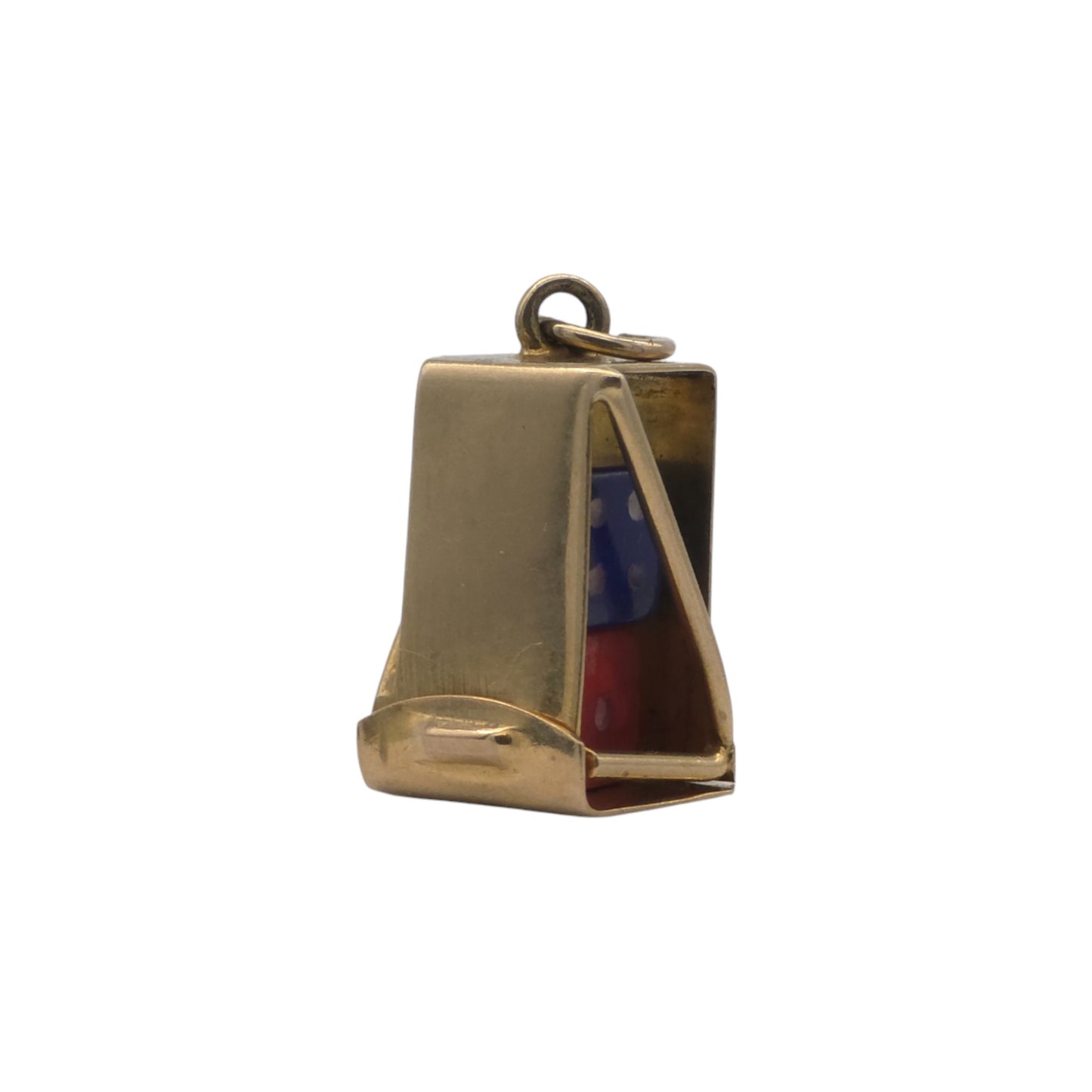 9ct 375 Yellow Gold Dice Holder Opening Charm 1977 L 1.3 cm 1.6 g.