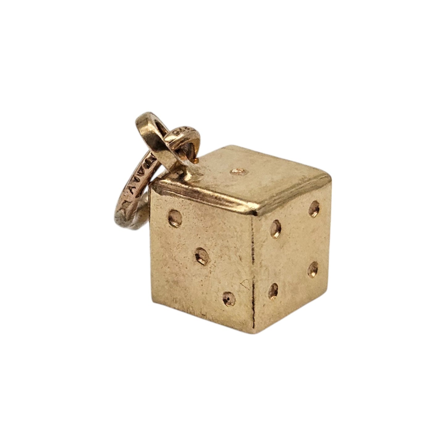 9ct 375 Yellow Gold Dice Lucky Charm L 6 mm 0.8 g.
