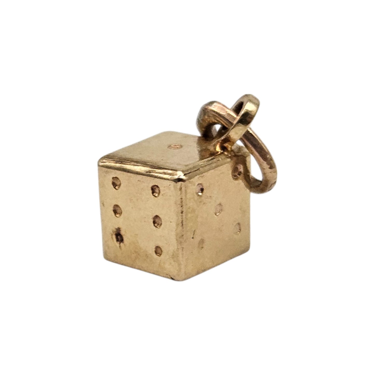 9ct 375 Yellow Gold Dice Lucky Charm L 6 mm 0.8 g.