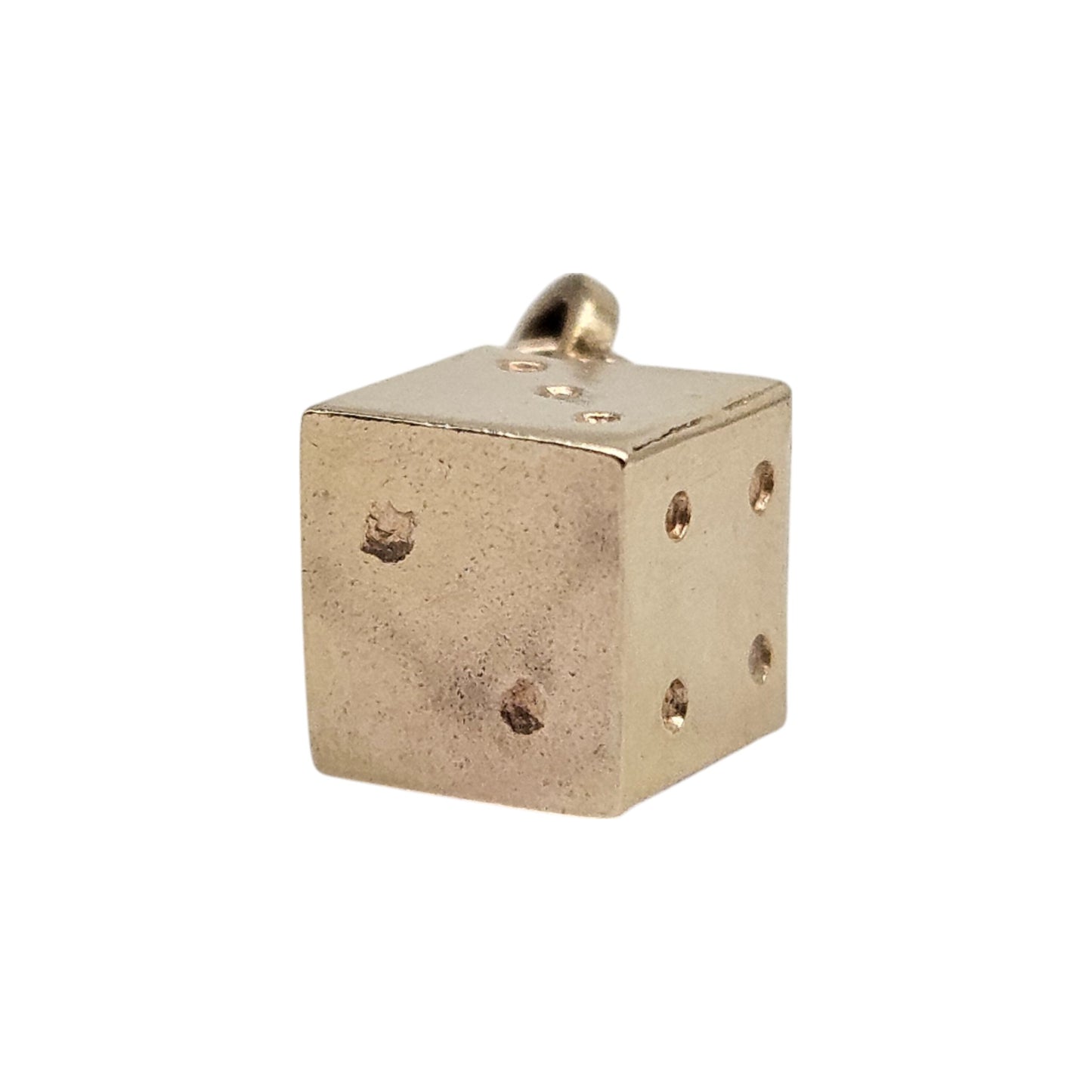 9ct 375 Yellow Gold Dice Lucky Charm L 6 mm 0.8 g.