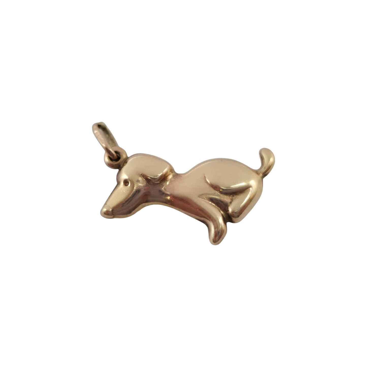 9ct 375 Yellow Gold Seated Dog Charm L 2.0 cm 1.0 g.