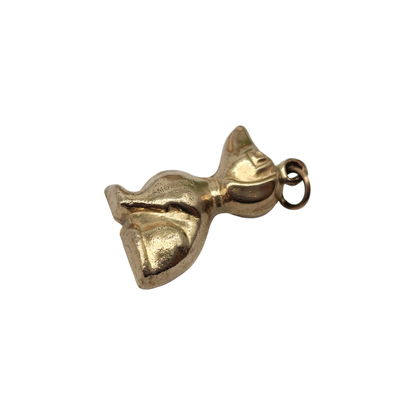 9ct 375 Yellow Gold Seated Dog Charm 1969 L 1.7 cm 1.2 g.