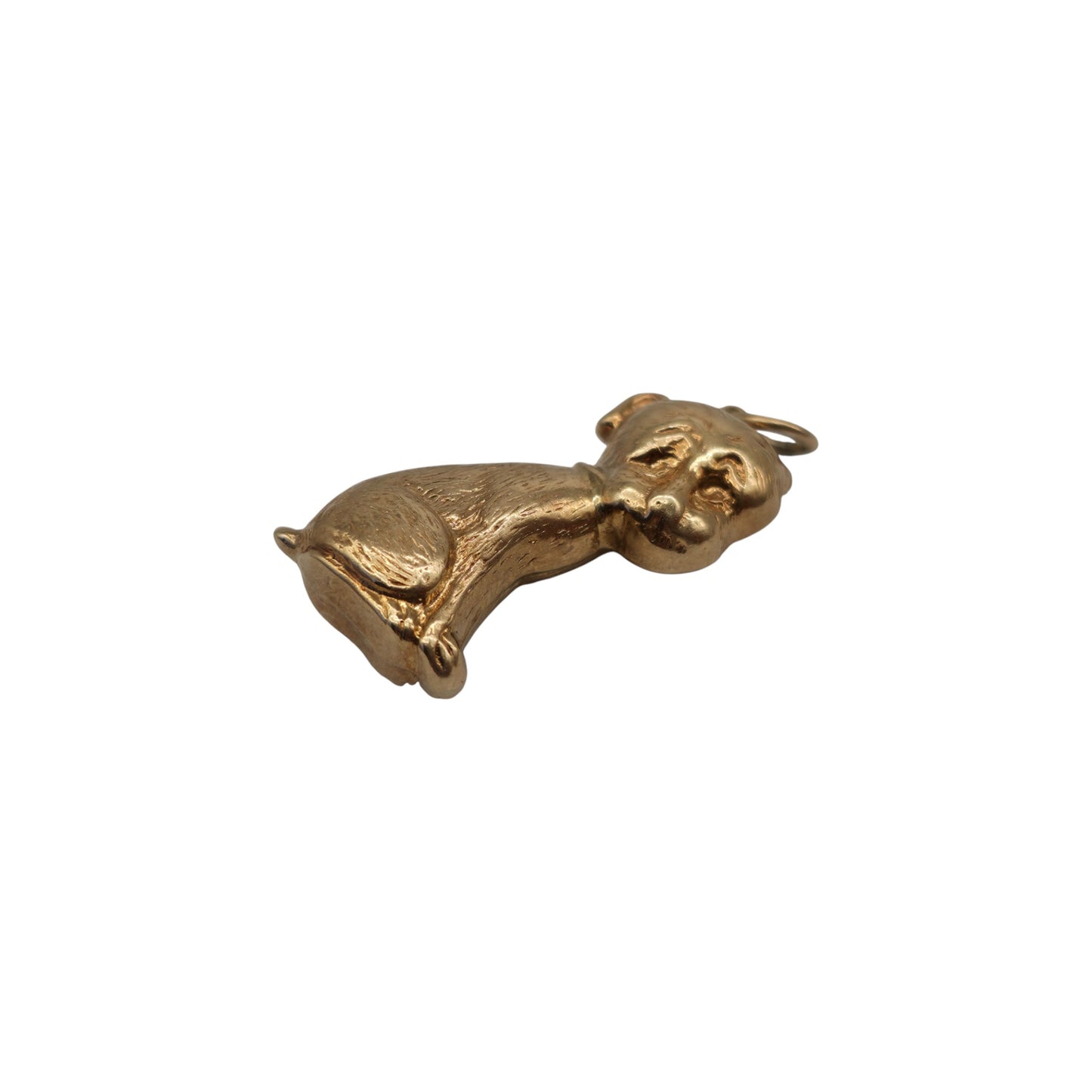 9ct 375 Yellow Gold Seated Dog Charm 1971 L 2.3 cm 1.6 g.