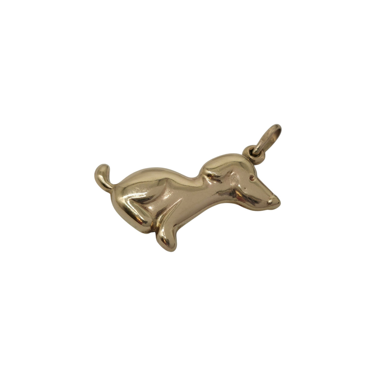 9ct 375 Yellow Gold Seated Dog Charm L 2.0 cm 1.0 g.