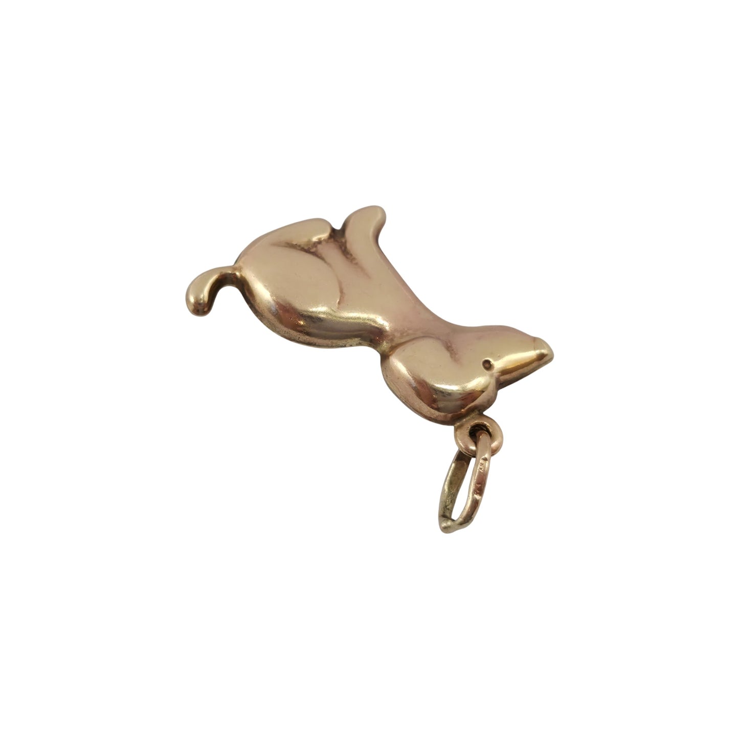 9ct 375 Yellow Gold Seated Dog Charm L 2.0 cm 1.0 g.