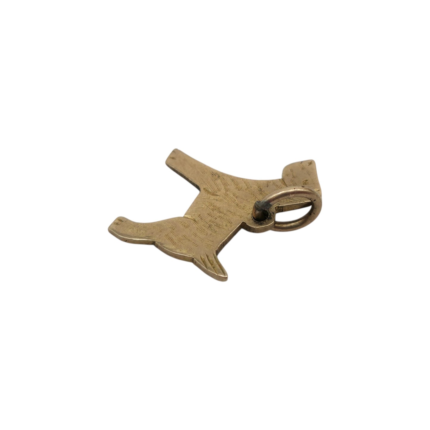 9ct Yellow Gold Dog Flat Charm c.1940's L 1.4 cm 0.9 g.