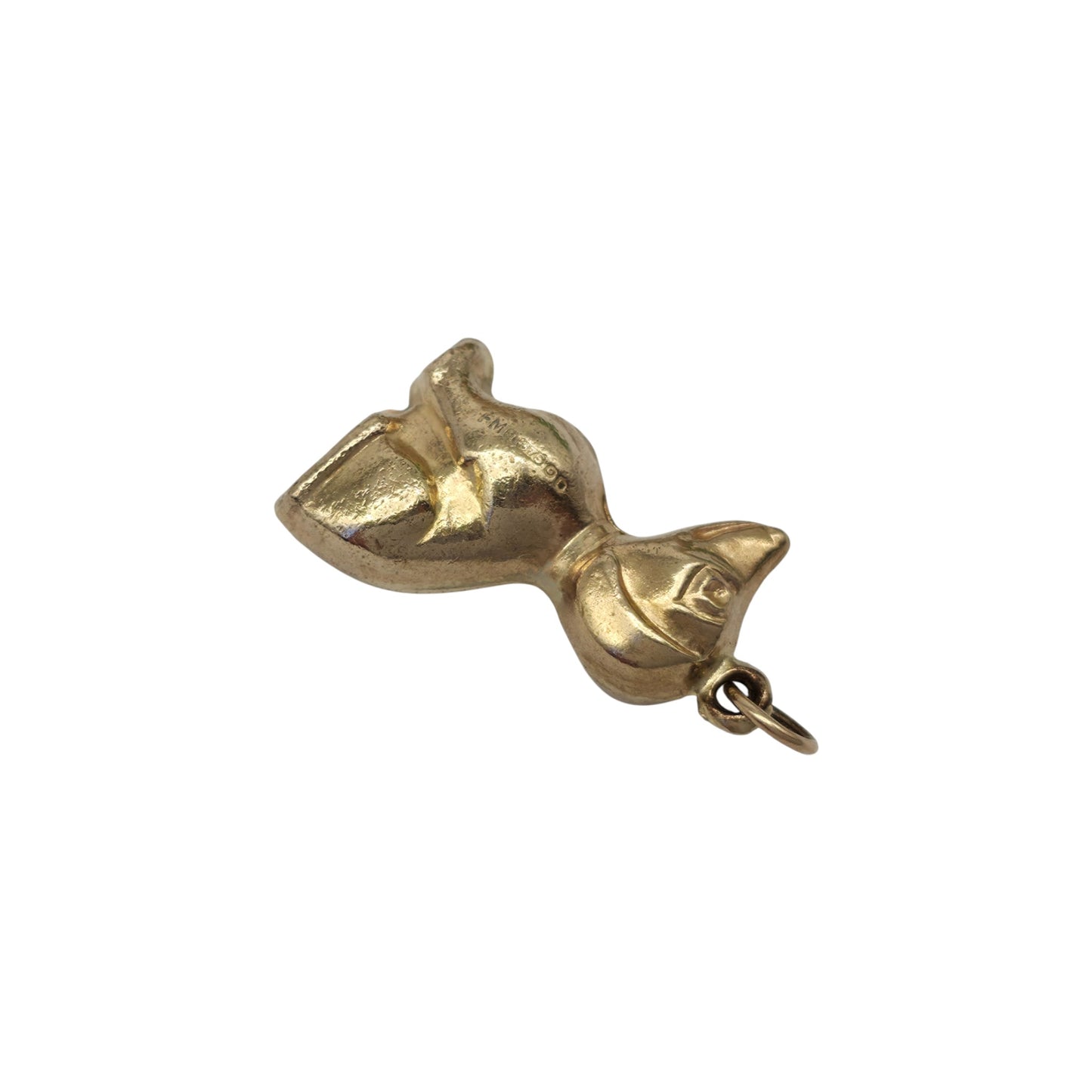 9ct 375 Yellow Gold Seated Dog Charm 1969 L 1.7 cm 1.2 g.