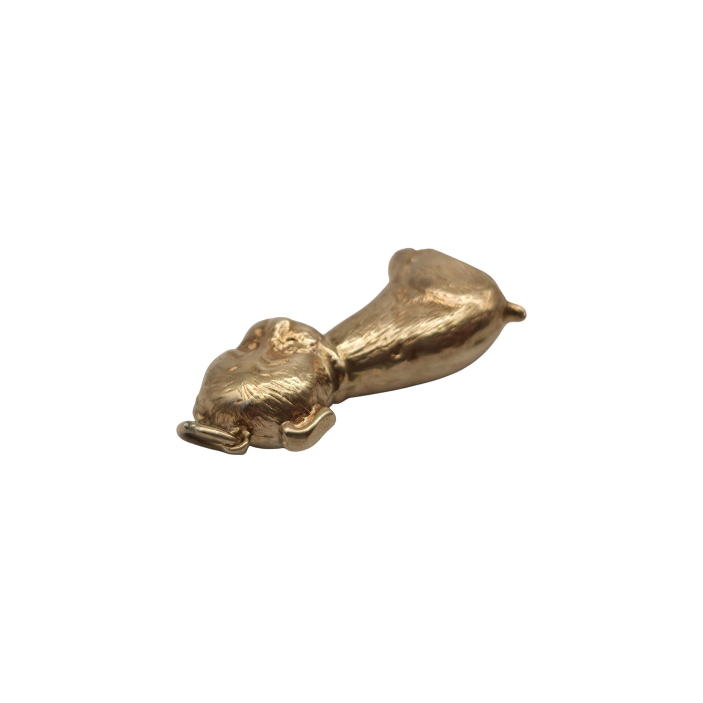 9ct 375 Yellow Gold Seated Dog Charm 1971 L 2.3 cm 1.6 g.