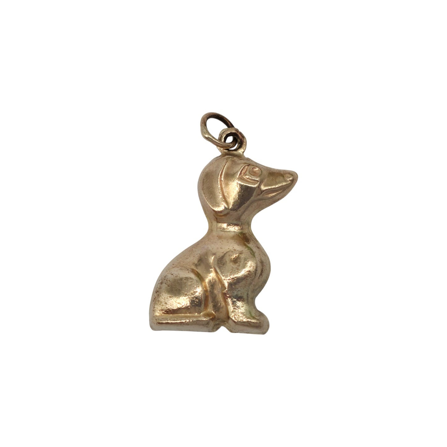 9ct 375 Yellow Gold Seated Dog Charm 1969 L 1.7 cm 1.2 g.