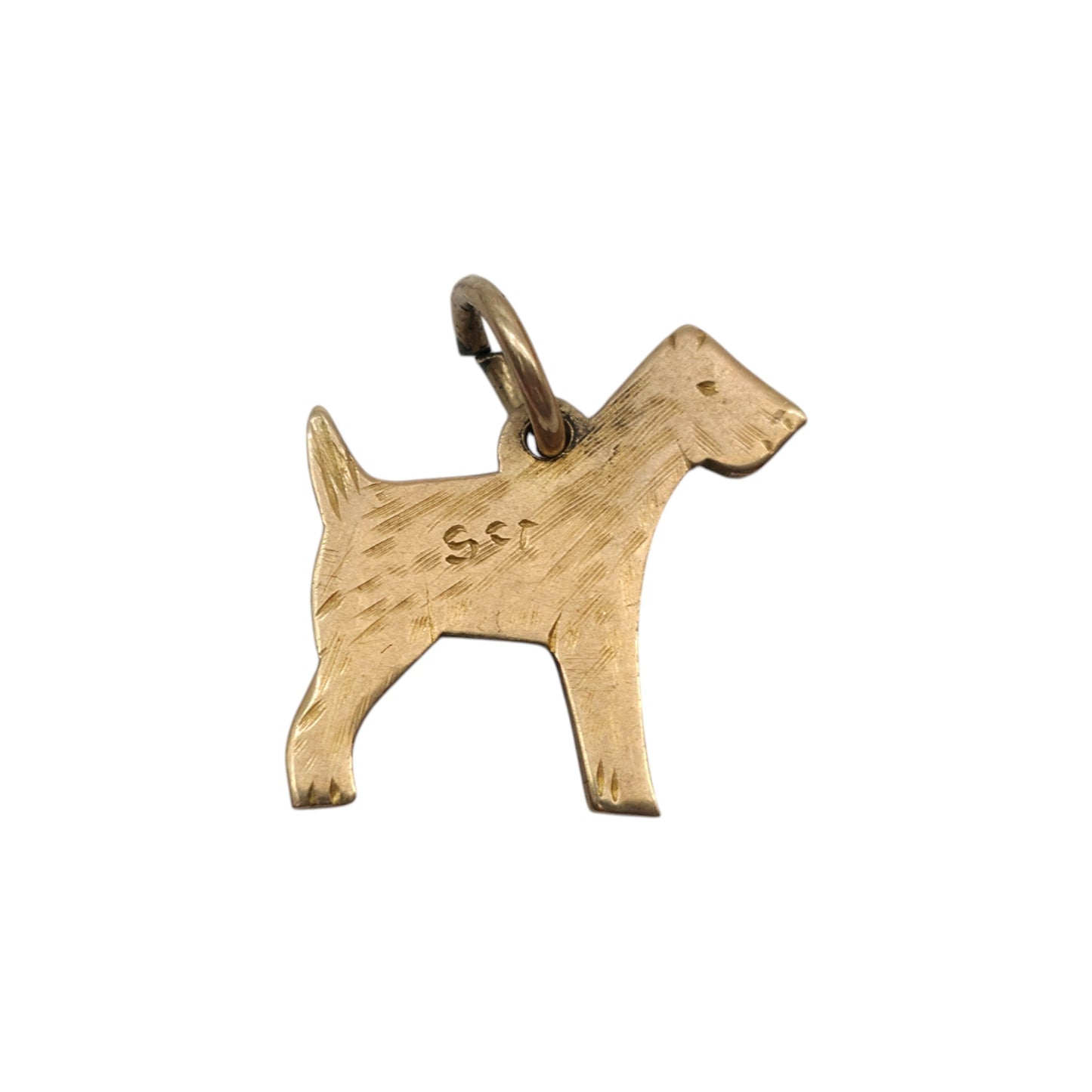9ct Yellow Gold Dog Flat Charm c.1940's L 1.4 cm 0.9 g.
