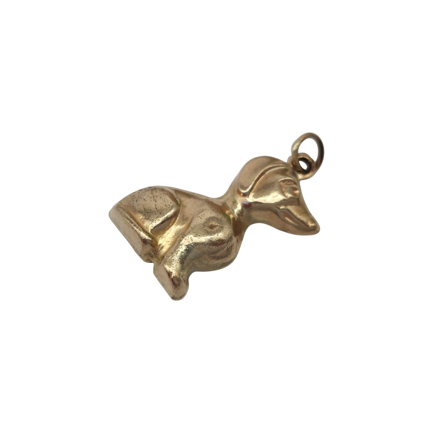 9ct 375 Yellow Gold Seated Dog Charm 1969 L 1.7 cm 1.2 g.
