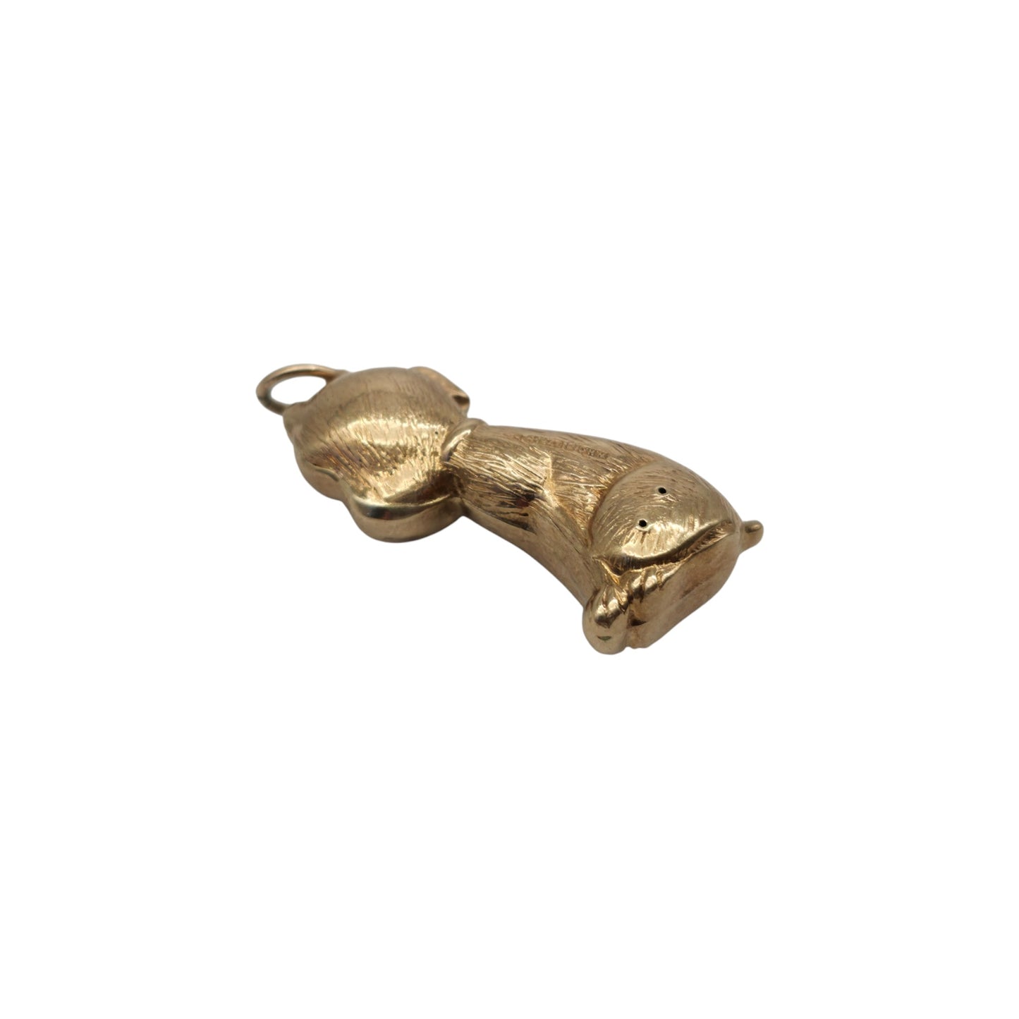 9ct 375 Yellow Gold Seated Dog Charm 1971 L 2.3 cm 1.6 g.