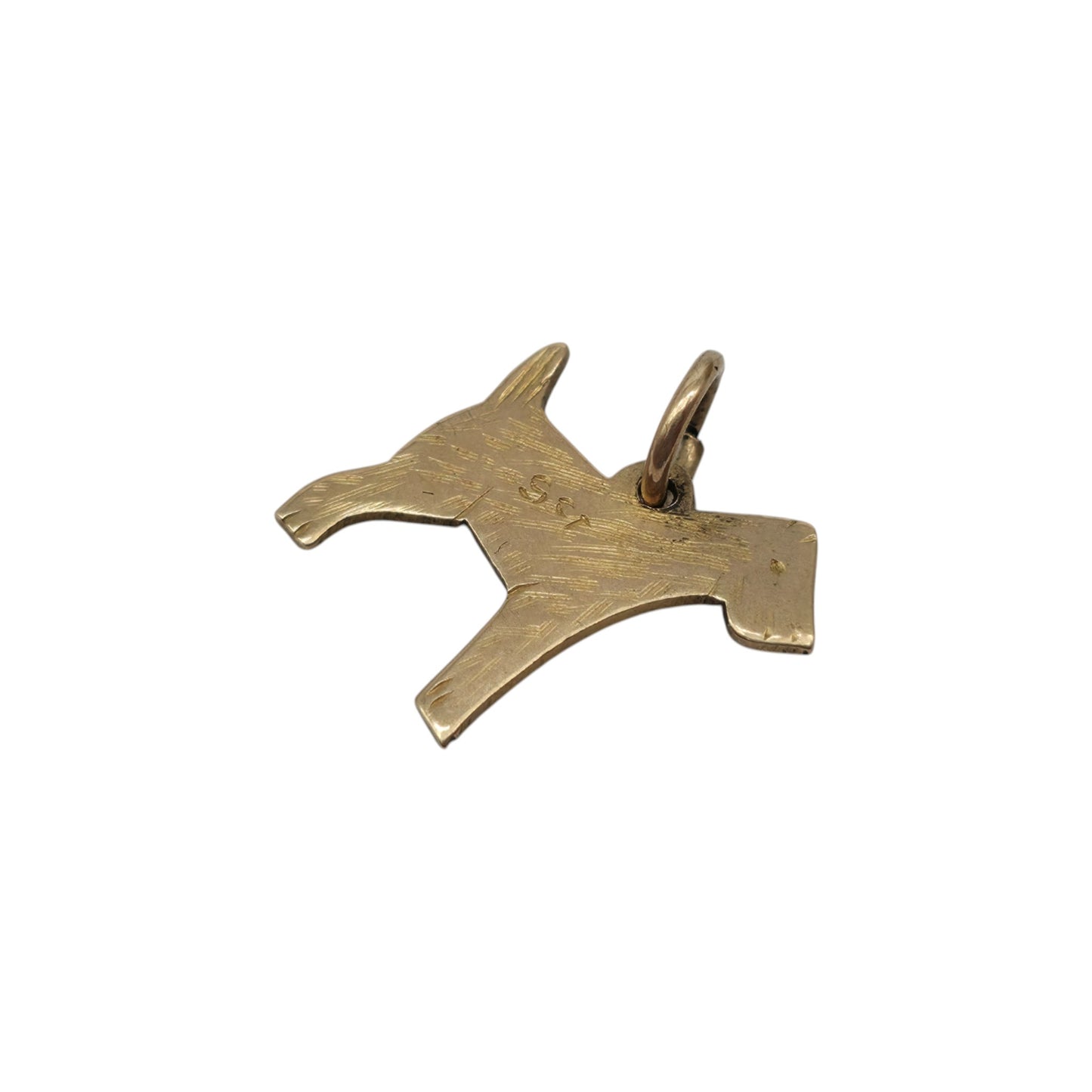 9ct Yellow Gold Dog Flat Charm c.1940's L 1.4 cm 0.9 g.