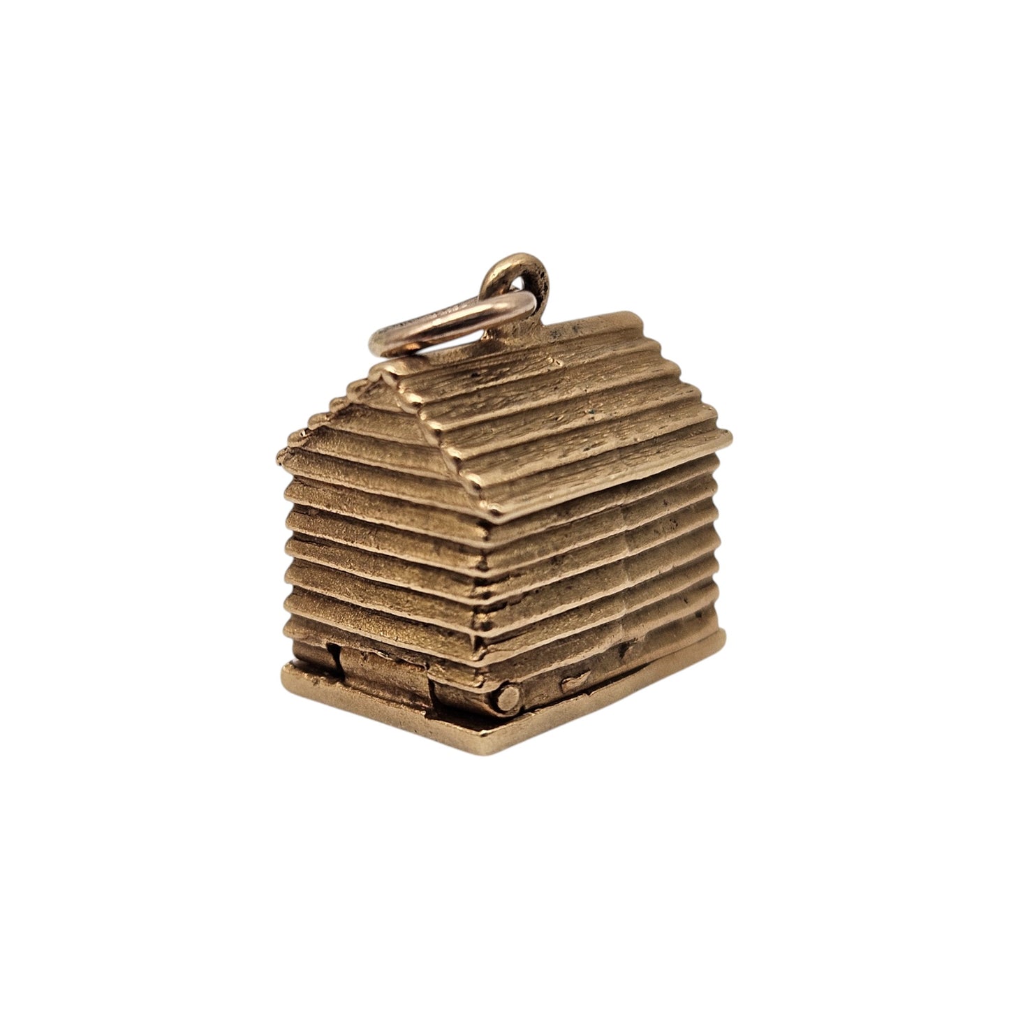 Heavy 9ct 375 Yellow Gold Dog In Kennel Opening Charm 1959 L 1.3 cm 6.7 g.