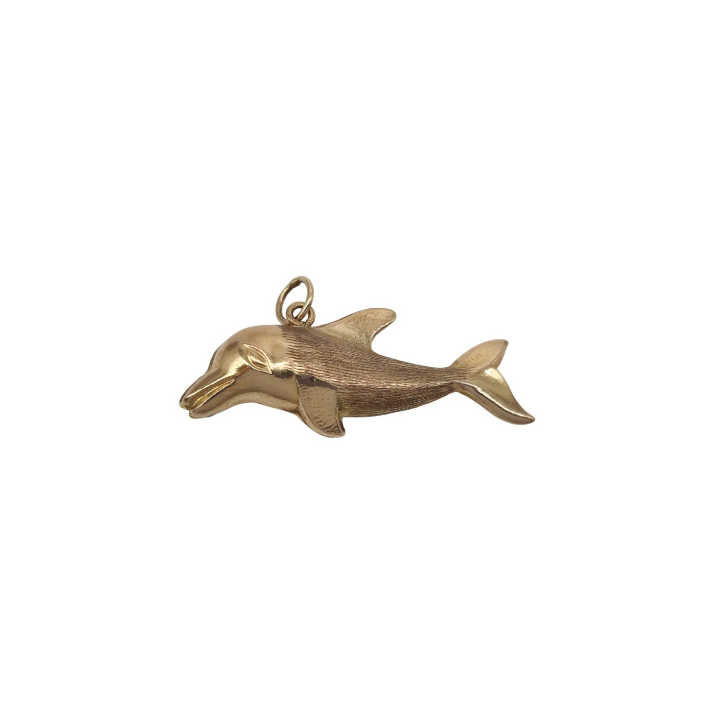 9ct 375 Yellow Gold Dolphin Charm 1976 L 3.1 cm 1.3 g.