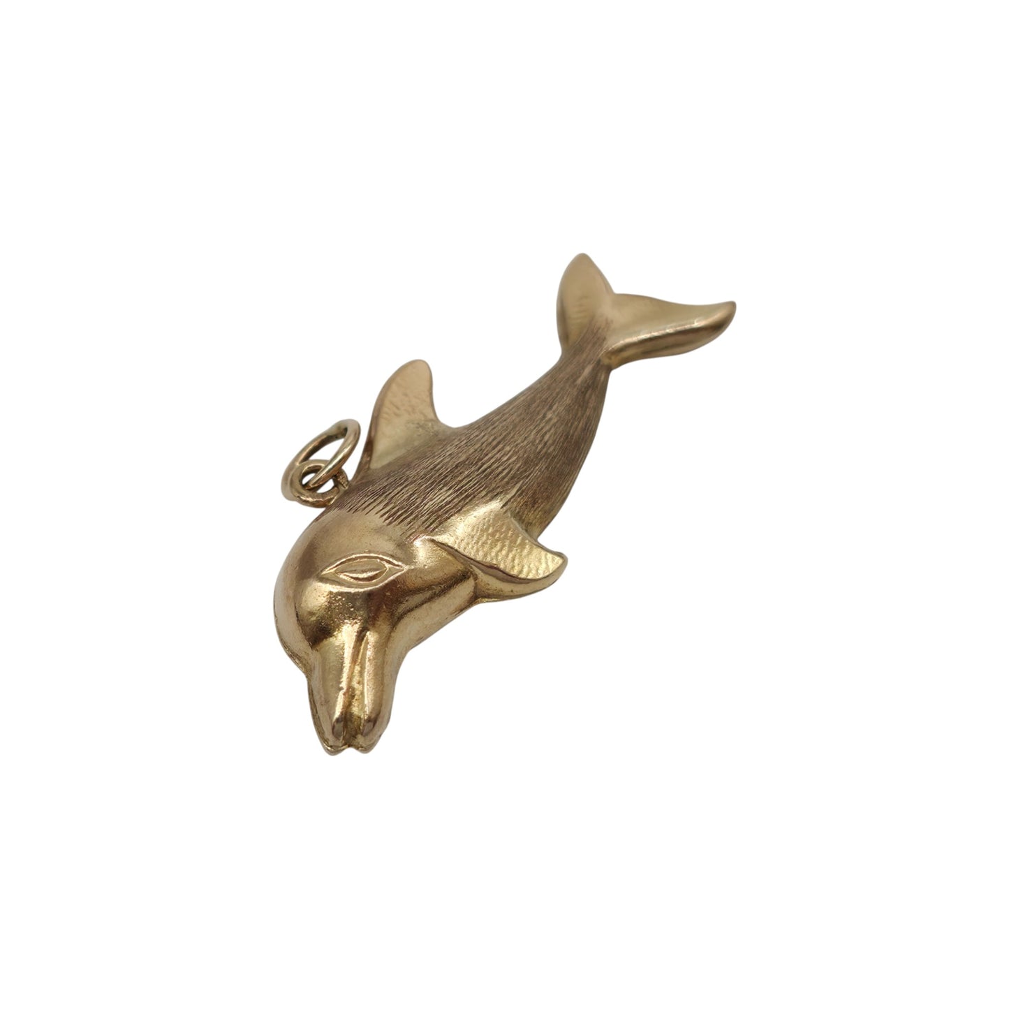 9ct 375 Yellow Gold Dolphin Charm 1976 L 3.1 cm 1.3 g.