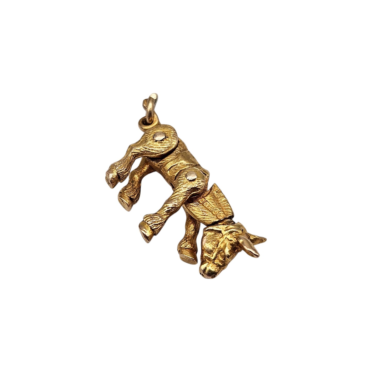 9ct 375 Yellow Gold Articulated Donkey Charm 1949 L 2.4 cm 3.2 g.