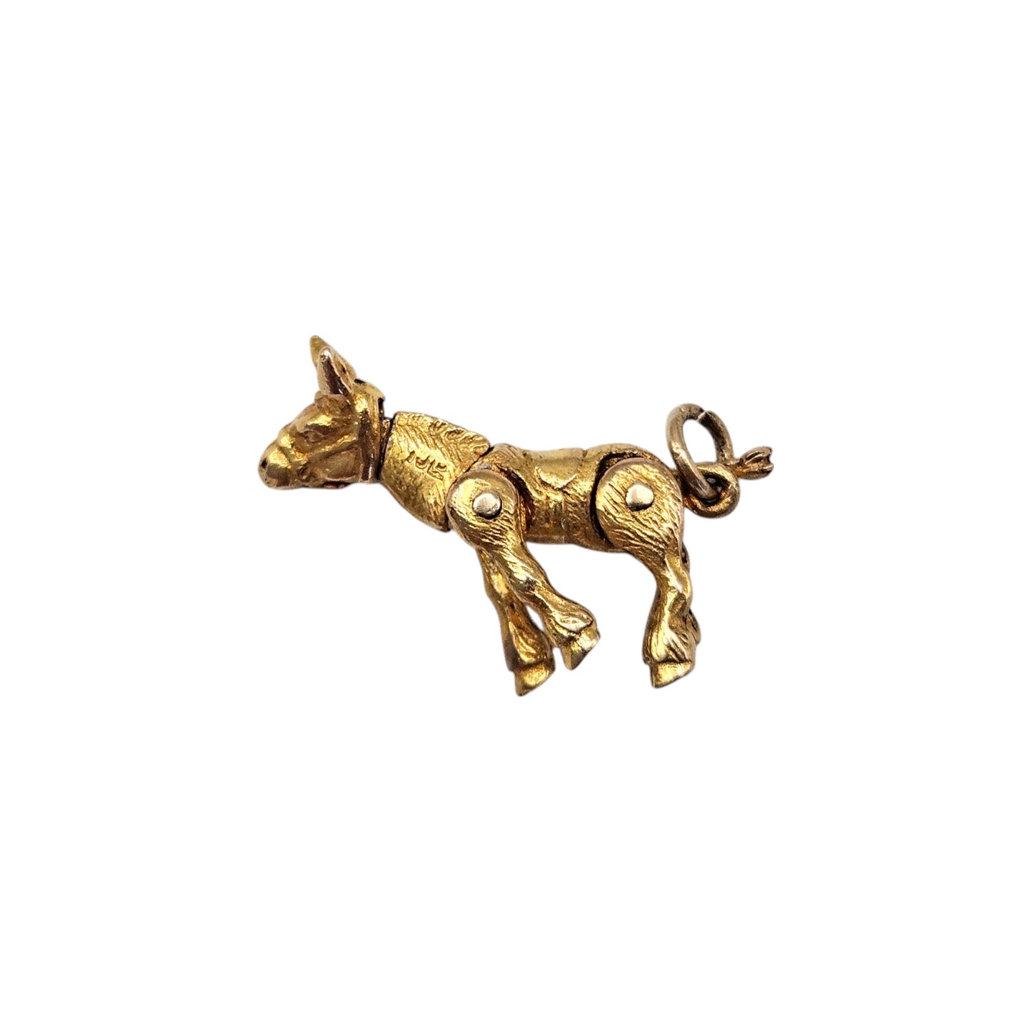 9ct 375 Yellow Gold Articulated Donkey Charm 1949 L 2.4 cm 3.2 g.