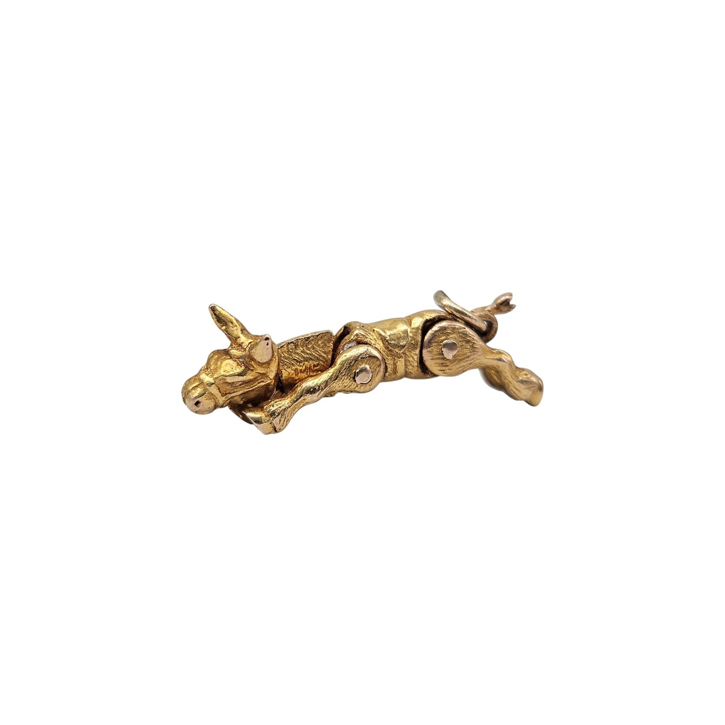 9ct 375 Yellow Gold Articulated Donkey Charm 1949 L 2.4 cm 3.2 g.