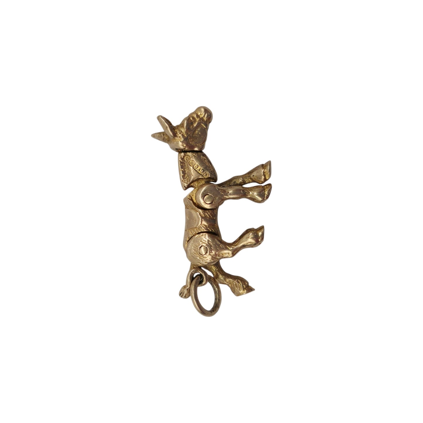 9ct 375 Yellow Gold Articulated Donkey Charm 1954 L 2.3 cm 3.0 g.