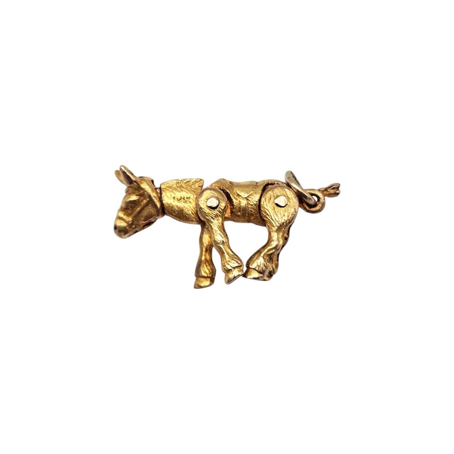 9ct 375 Yellow Gold Articulated Donkey Charm 1949 L 2.4 cm 3.2 g.