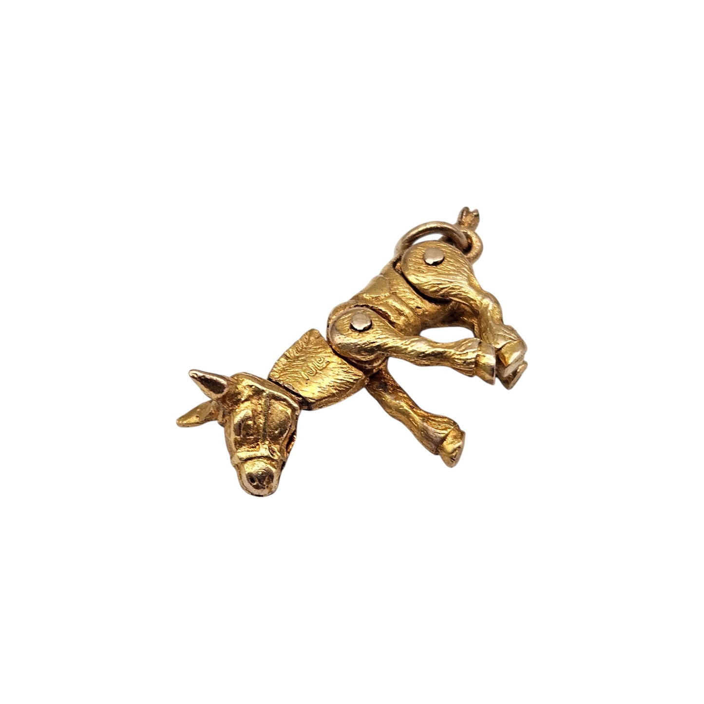 9ct 375 Yellow Gold Articulated Donkey Charm 1949 L 2.4 cm 3.2 g.