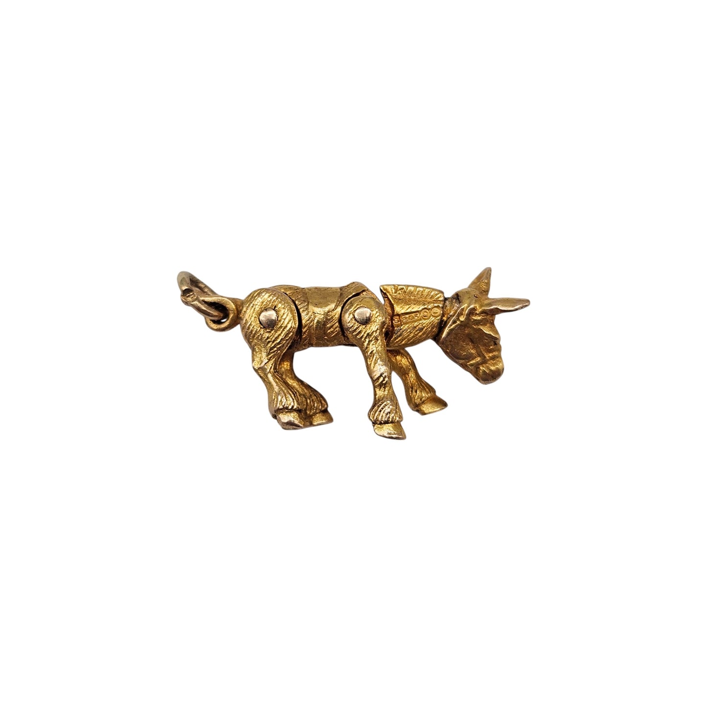 9ct 375 Yellow Gold Articulated Donkey Charm 1949 L 2.4 cm 3.2 g.