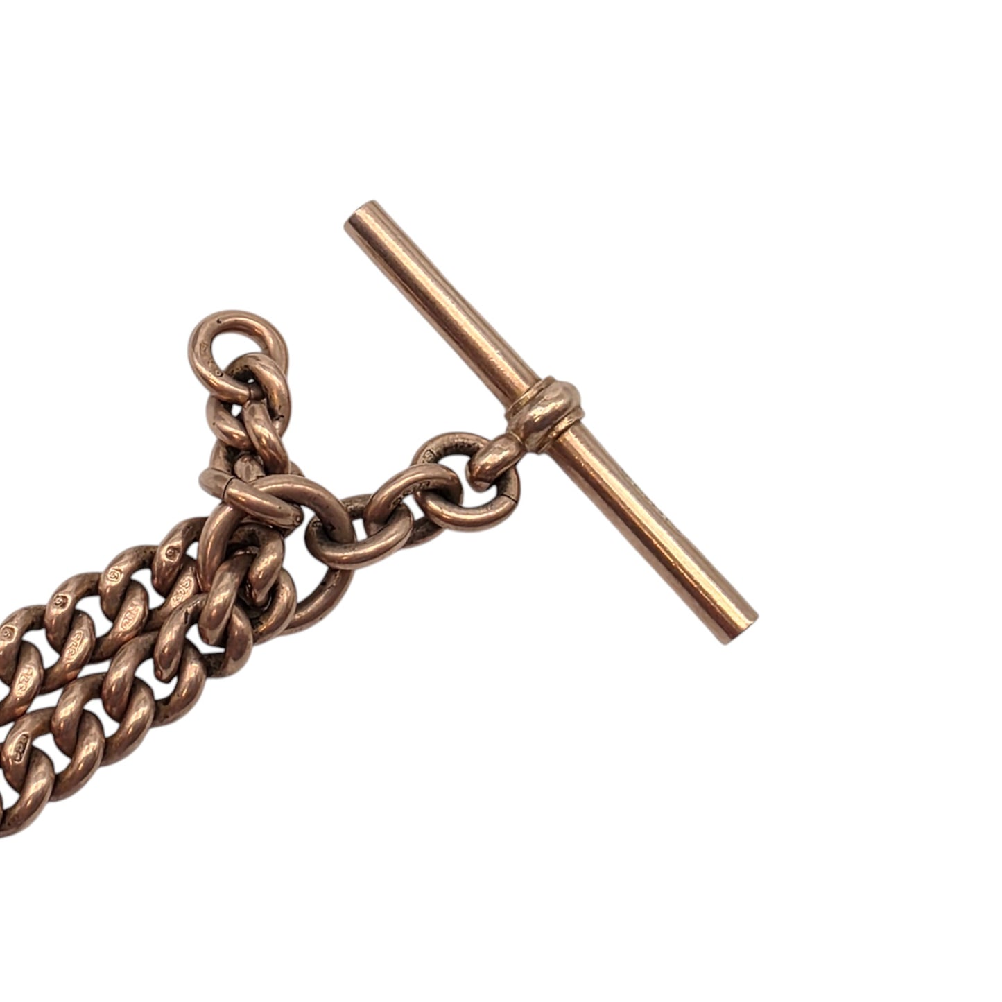 Antique 9ct 375 Rose Gold Double Albert Chain 1923 L 36.4 cm 47.1 g.