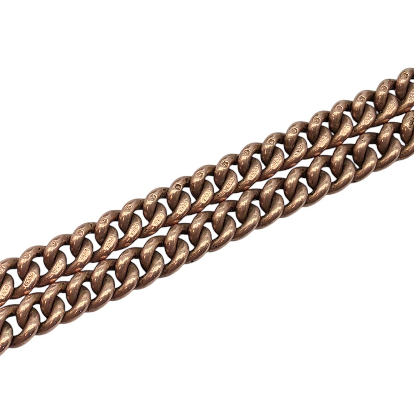 Antique 9ct 375 Rose Gold Double Albert Chain 1923 L 36.4 cm 47.1 g.