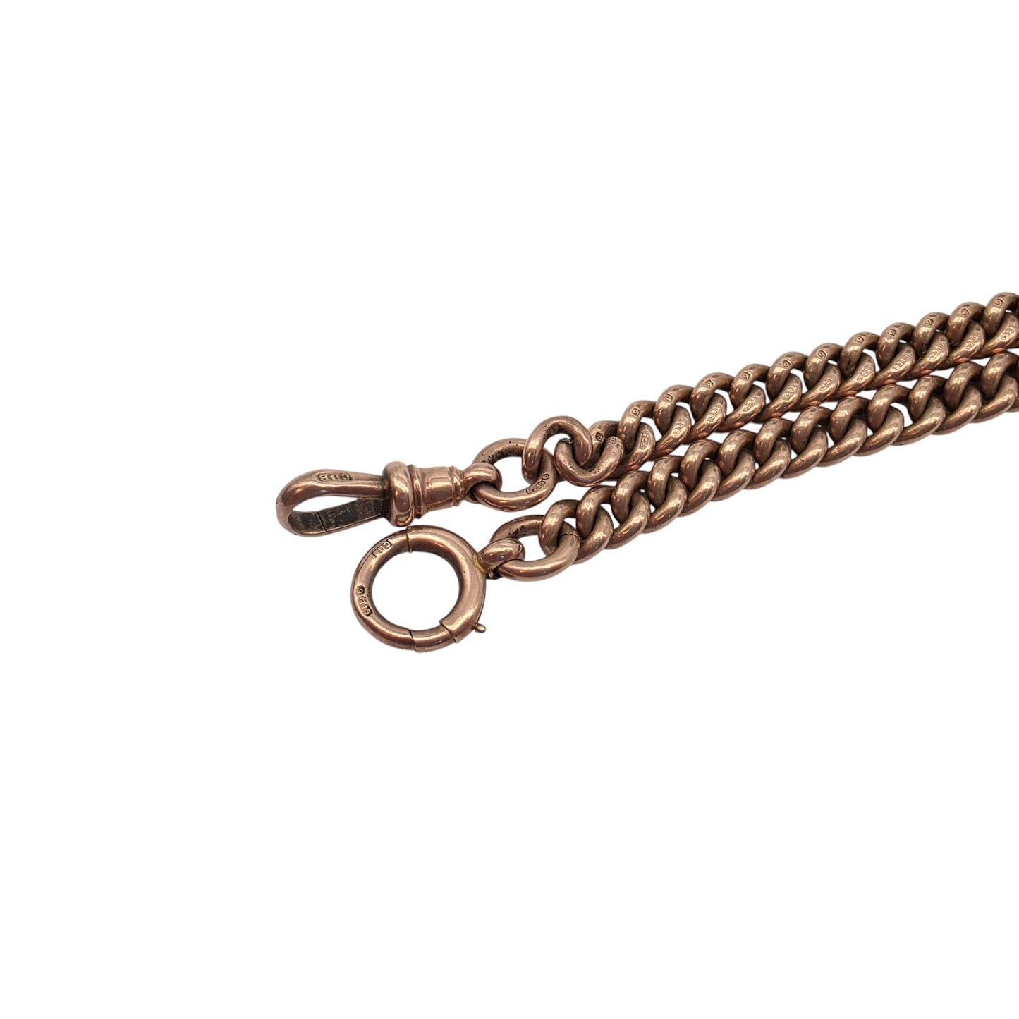 Antique 9ct 375 Rose Gold Double Albert Chain 1923 L 36.4 cm 47.1 g.