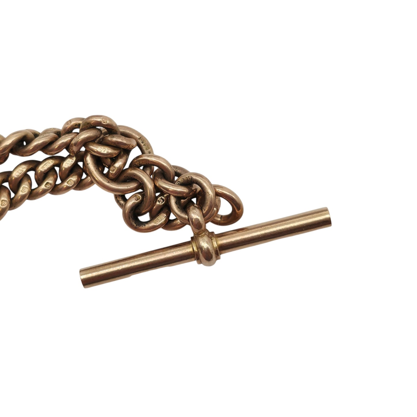 Antique 9ct 375 Rose Gold Double Albert Chain 1923 L 36.4 cm 47.1 g.