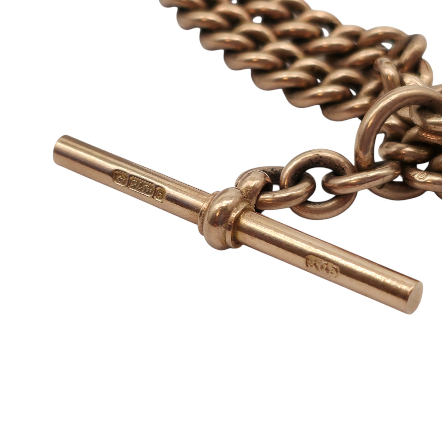 Antique 9ct 375 Rose Gold Double Albert Chain 1923 L 36.4 cm 47.1 g.