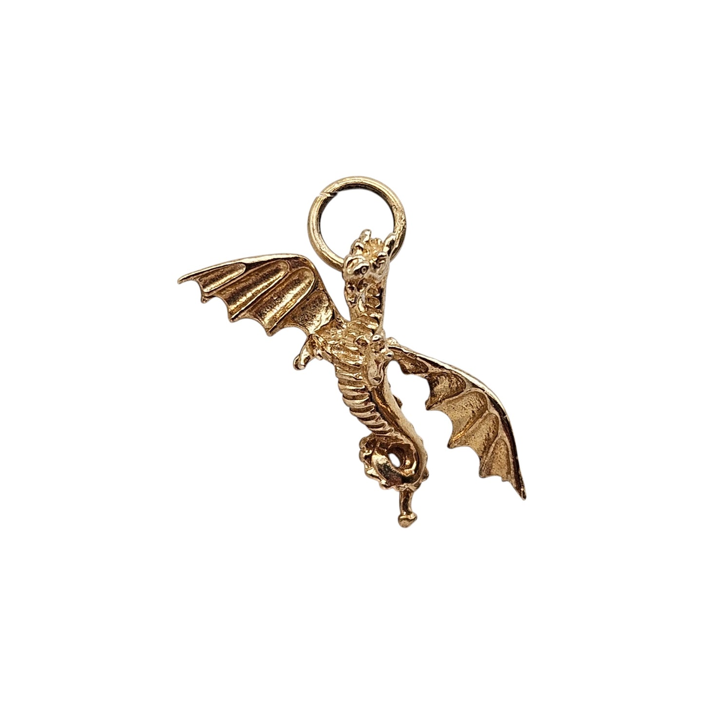 Rare 9ct 375 Yellow Gold Dragon Charm L 1.9 cm 1.9 g.